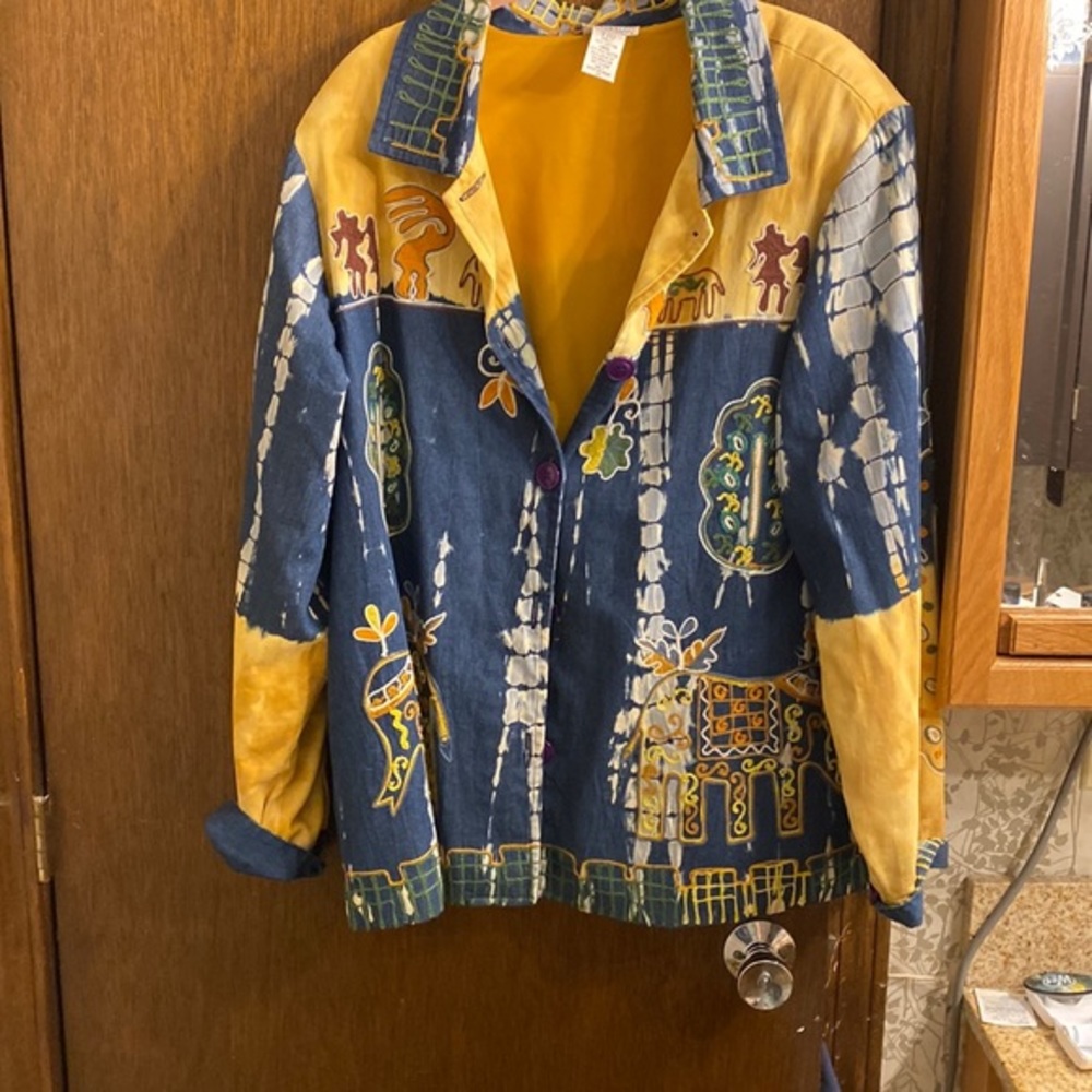 Sandy Starkman Spirit blazer/ jacket embroidered and hand painted SIZE 1X EUC